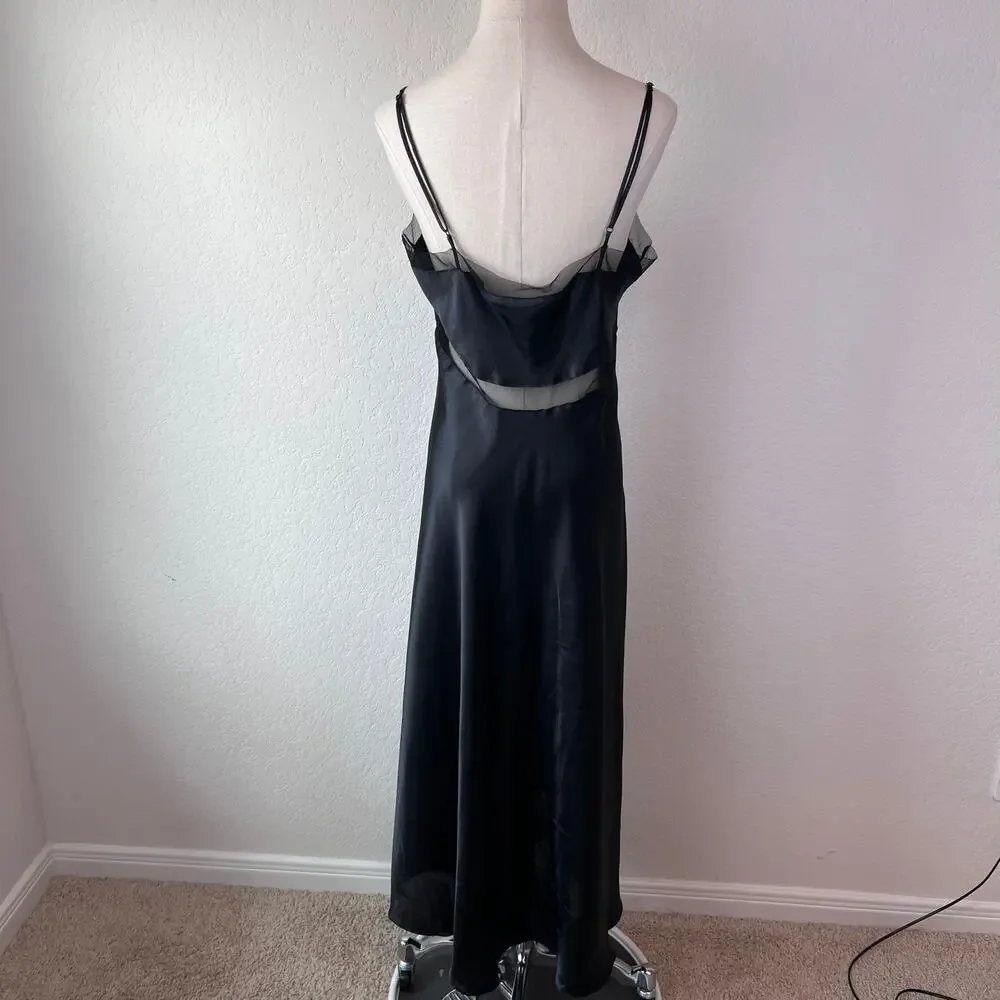 Victoria's Secret Very Sexy Midi Maxi Long Slip Dress Black Mesh Nightgown Large - Picture 5 of 13